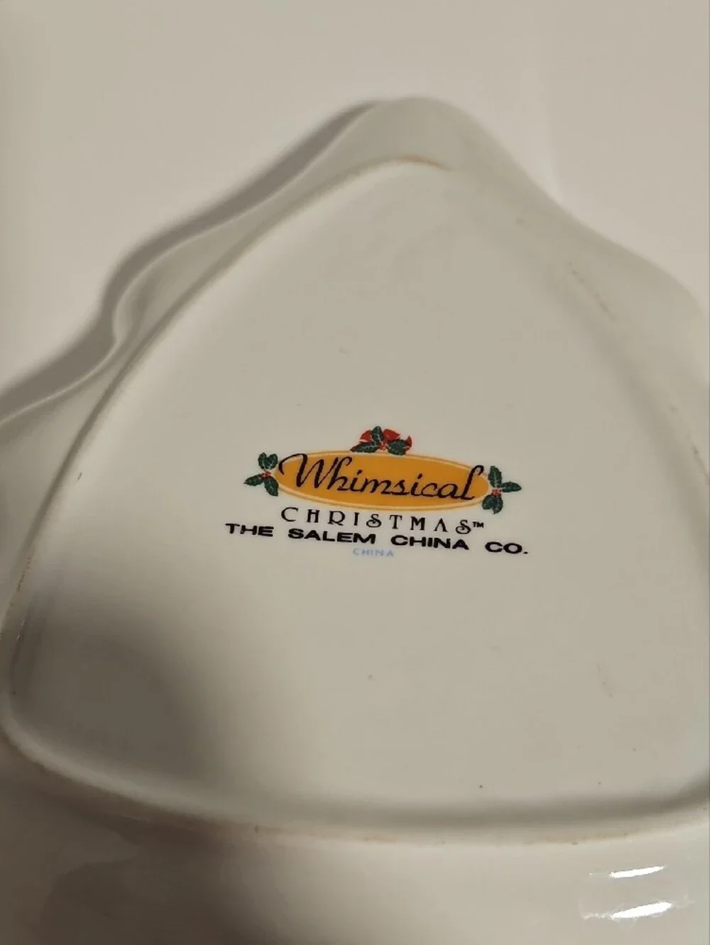 Festive Tree-Shaped Holiday Serving Dish - White with Green Trim